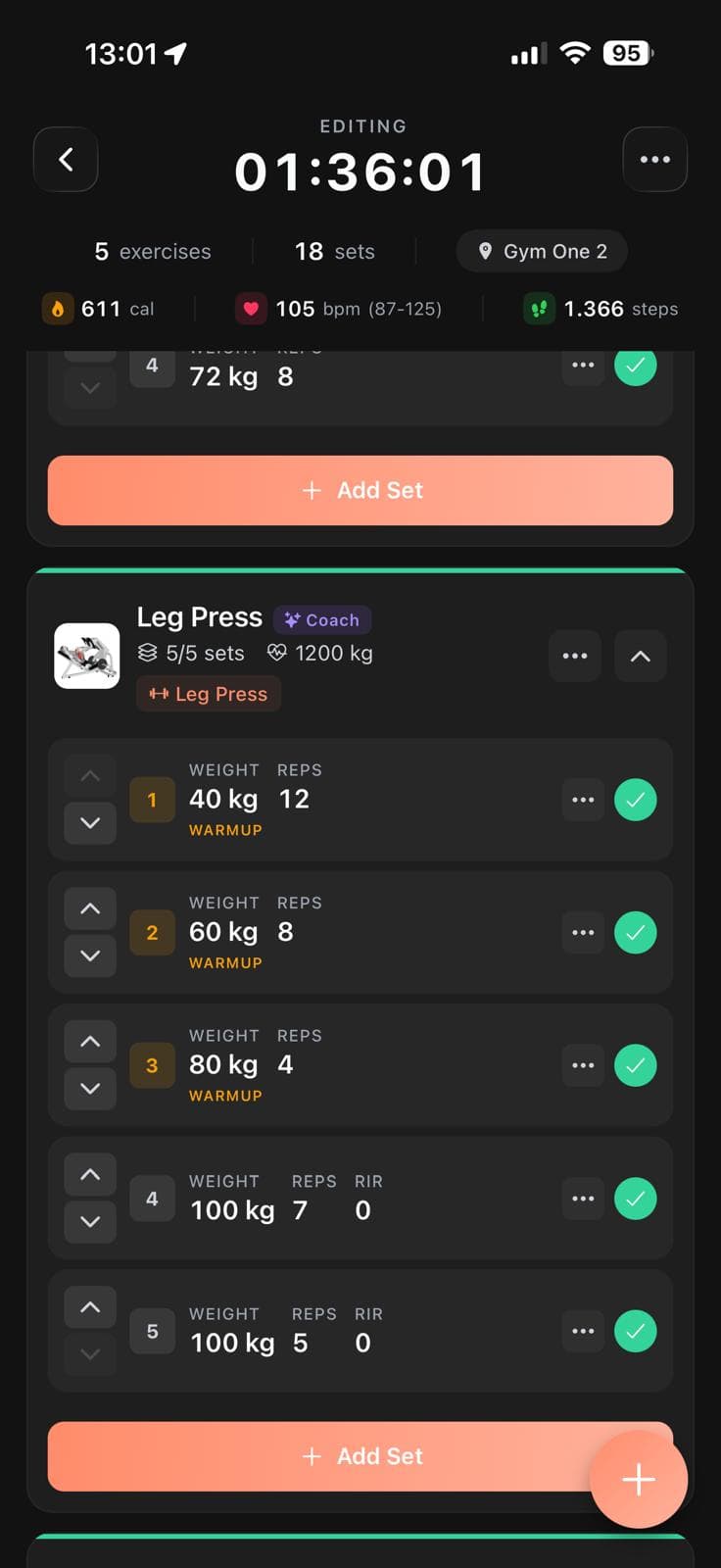 Workout Tracking screenshot