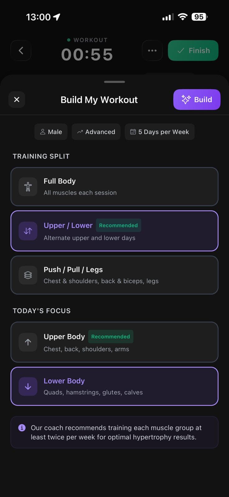 AI Coach — Build your workout