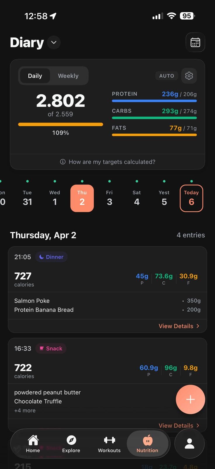 Nutrition — Track your macros