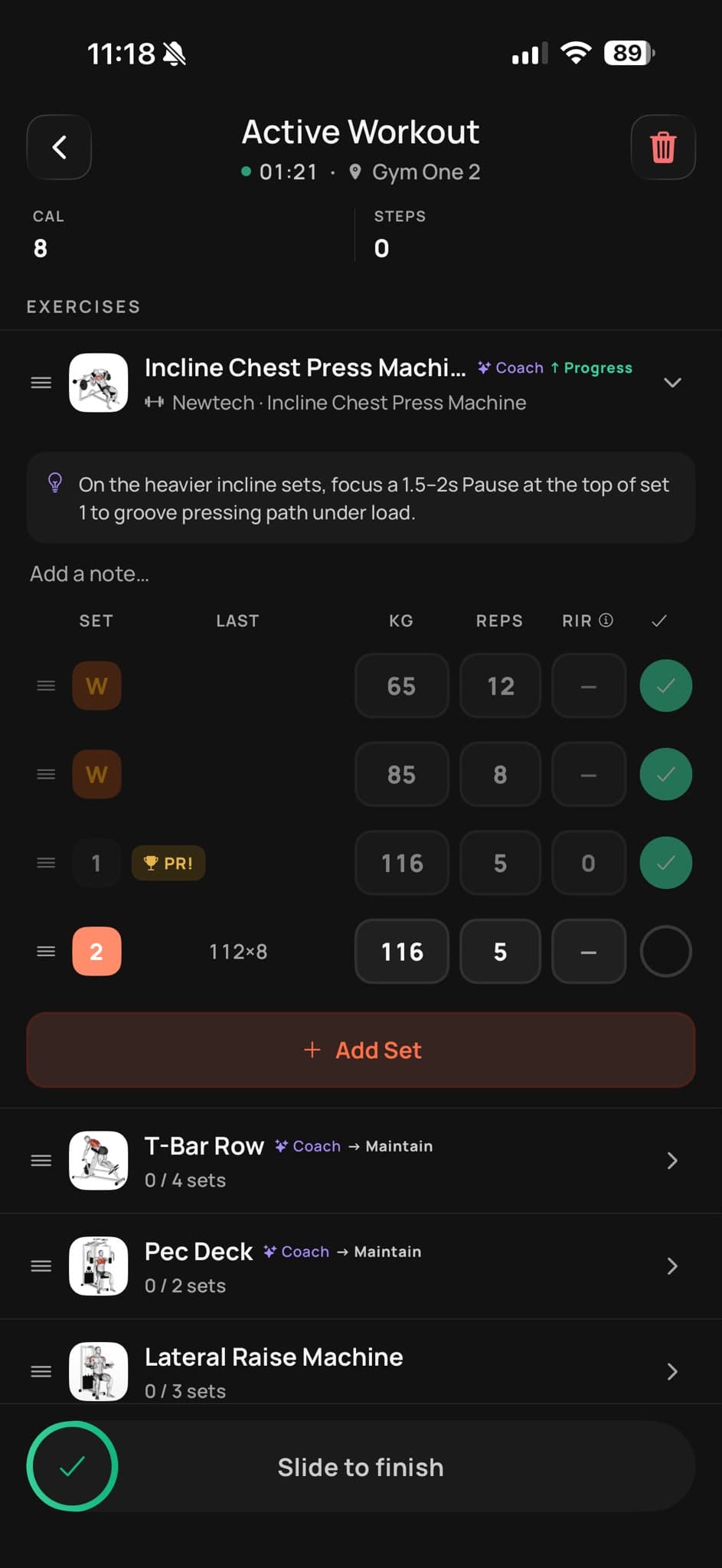 Workout Tracking screenshot