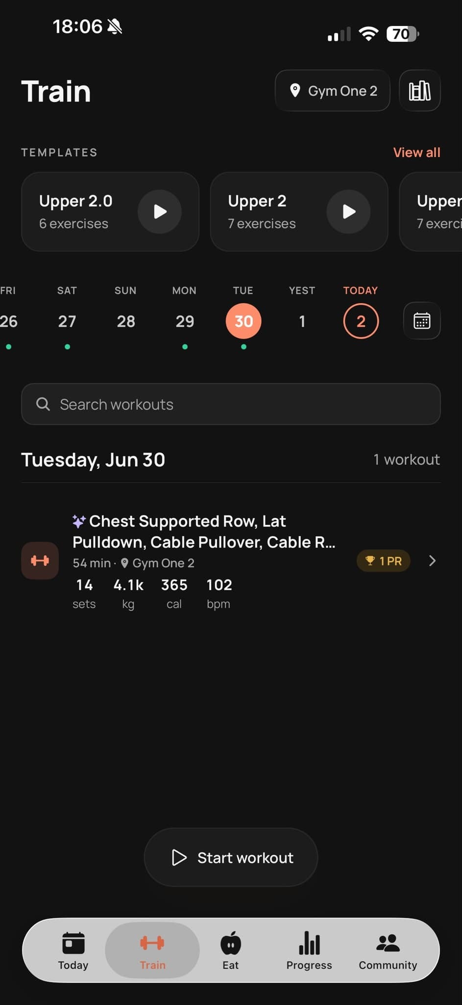 Workout Tracking screenshot